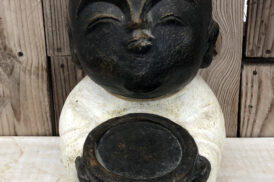 Happy Monk with bowl 25cm (Stone)